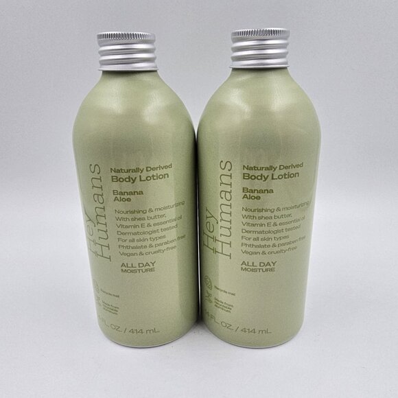 Hey Humans Naturally Derived Body Lotion Banana Aloe 14 Fl Oz - Lot of 2 - Picture 1 of 2